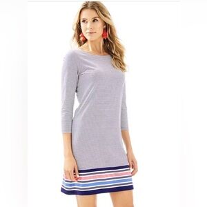 Lilly Pulitzer Noelle Dress Navy Stripe Size Medium Cotton